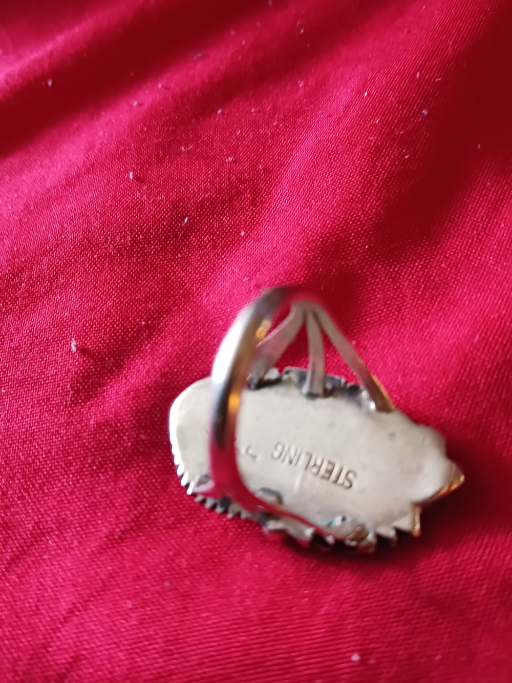Sterling Silver Pink Oval Cabochon Statement Ring - Picture 3 of 3